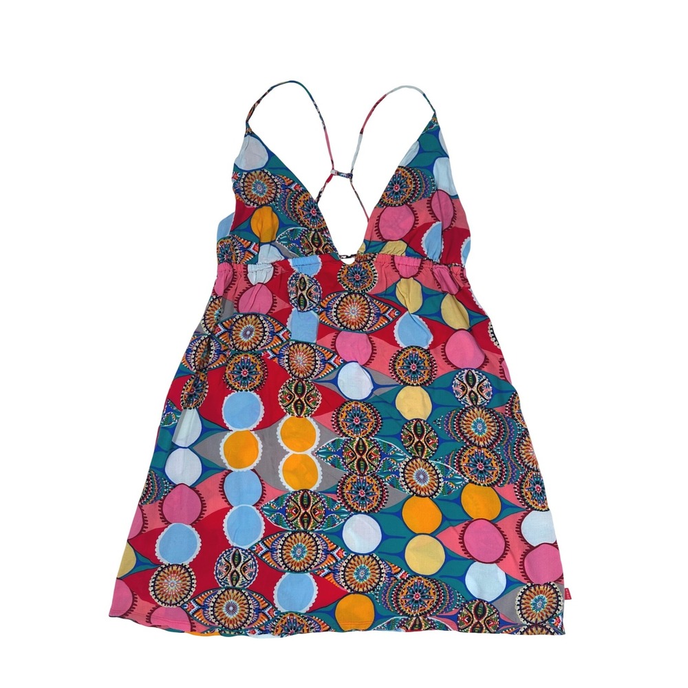 Josie Natori Womens Medium Multicolor Geometric Mandala Print Cover‎ Up